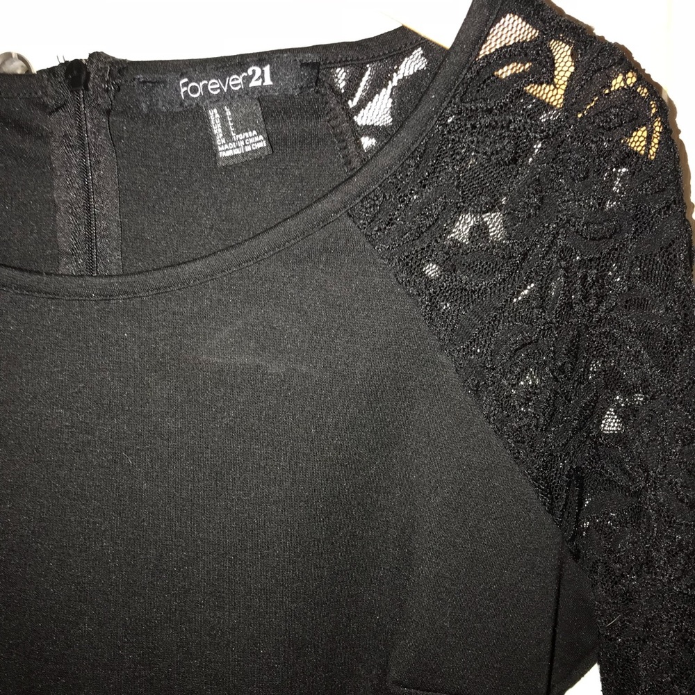 Forever 21 Shirt SZ L lace sleeves - Picture 3 of 3